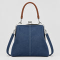 Denim Crossbody Bag with Kiss-Lock Clasp
